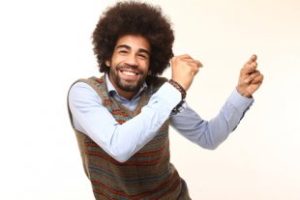 Man with afro dancing